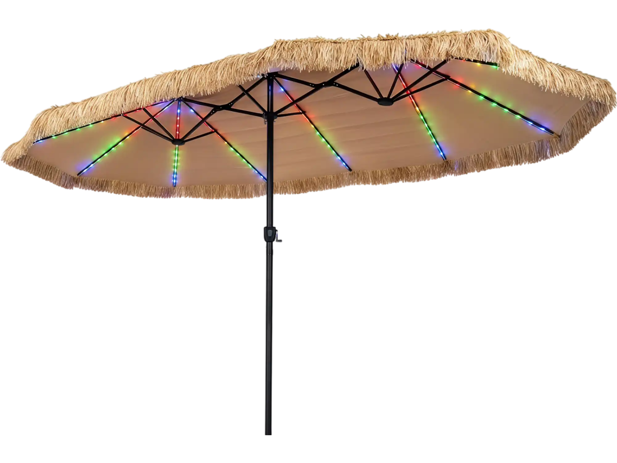 Costway 15' x 9' Solar Double-Sided Patio Umbrella w/ 144 Multi-Colored Flowing Lights 12 Modes 12 Ribs 87379798 New