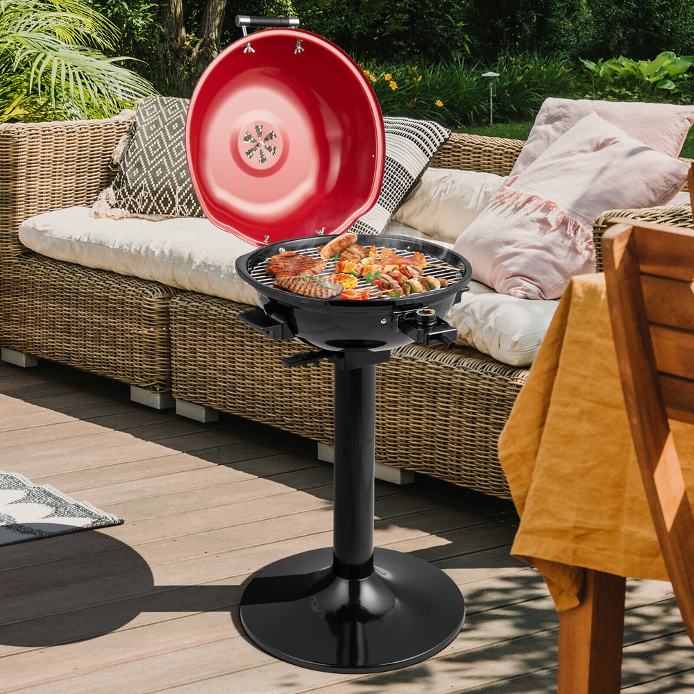 1600W Electric BBQ Grill with Removable Non-Stick Warming Rack-Red - Gallery View 1 of 10