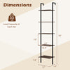 5-tier wall mount ladder shelf in rustic brown, featuring anti-tipping kits and ample storage for home office use.