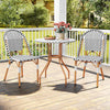 3-piece French bistro set featuring a round wicker table and two chairs, perfect for outdoor dining and relaxation.