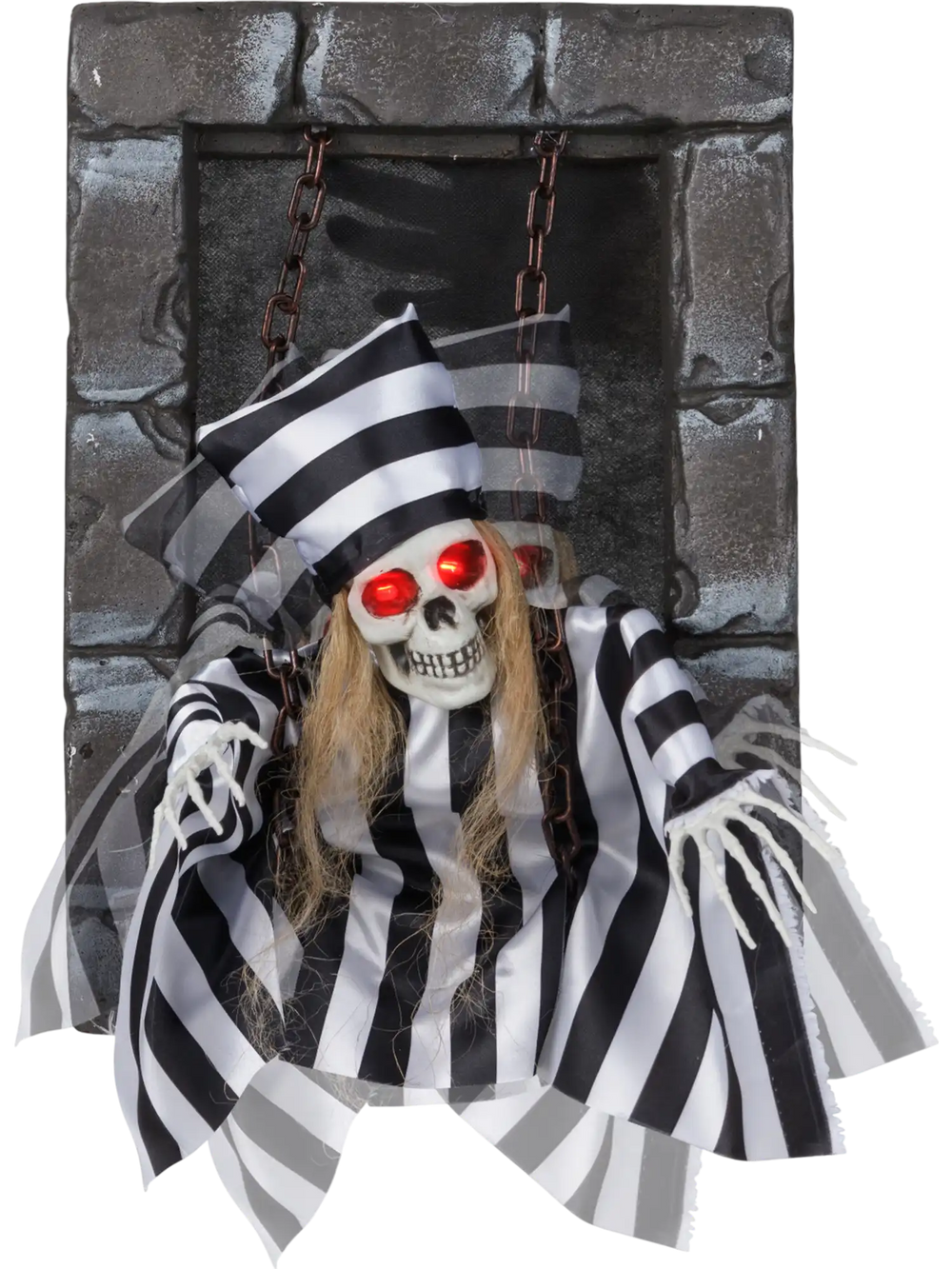 Animated Halloween Decoration 18 Inch Hanging Skull Prisoner