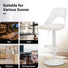 White bar stool with enlarged PU leather seat and footrest, adjustable height, ideal for cafes and dining rooms.
