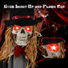 Halloween animatronic standing groom with red flashing eyes, poseable arms, and spooky details for haunted house.