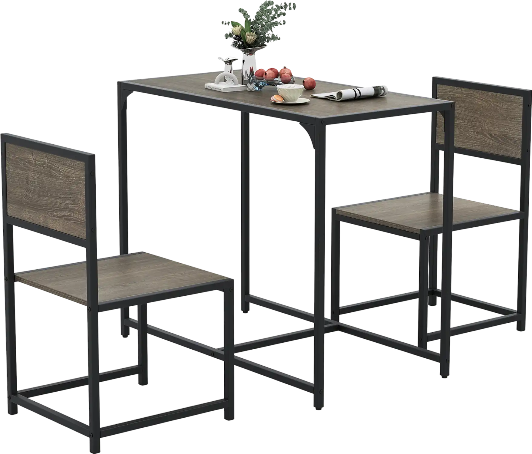 Costway 3-Piece Compact Dining Set Table & 2 Chairs Metal Frame 72540869 New