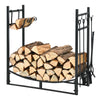 30-inch firewood rack with kindling holders and tool set, sturdy metal frame, ideal for indoor and outdoor storage.