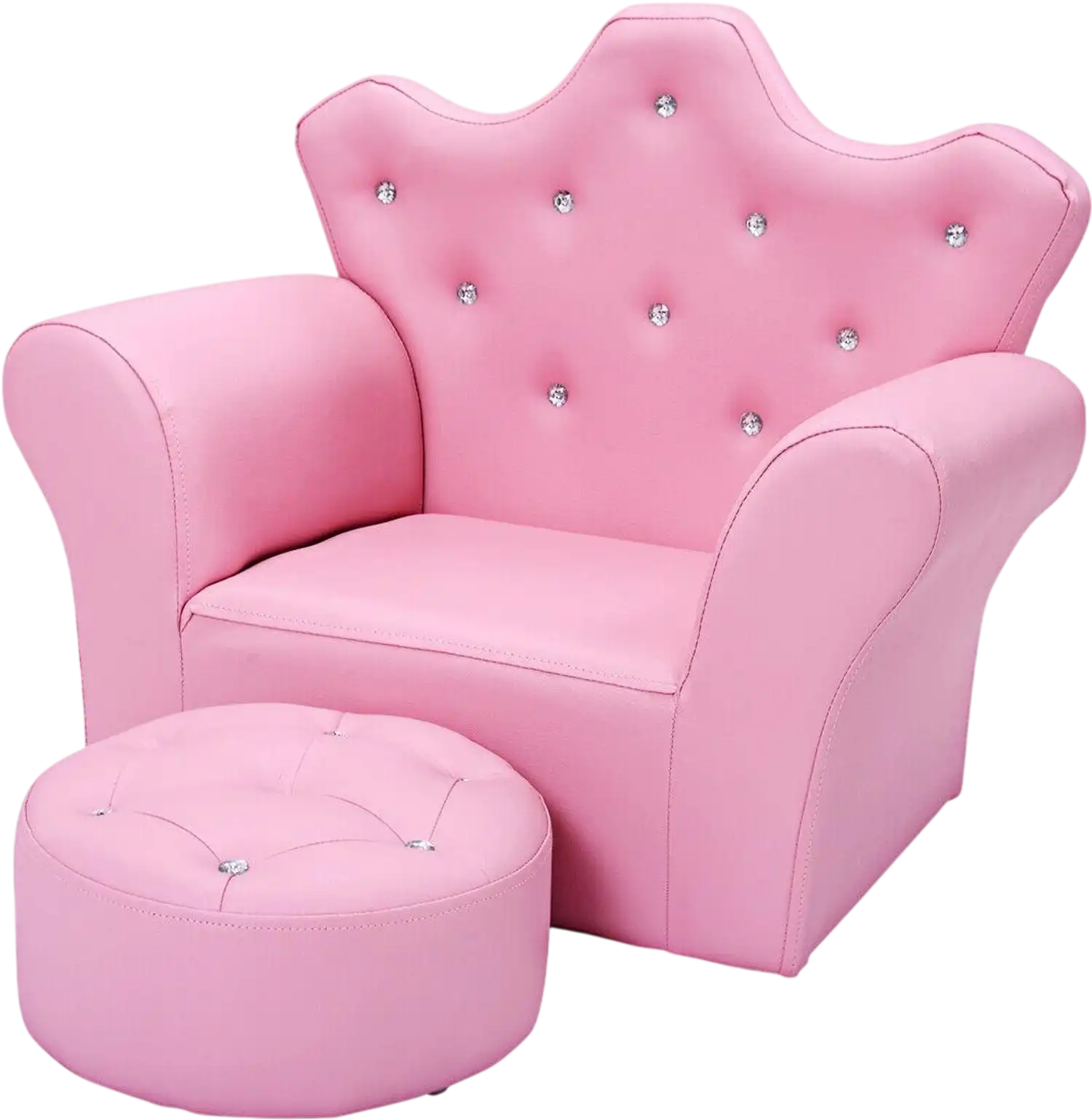 Costway Kids Upholstered Princess Sofa with Ottoman Diamond Decoration 15768920 New