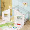 Twin Size House Bed with LED Lights Montessori Slat-free Floor Bed-White - Gallery View 1 of 10