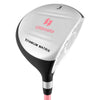 Junior #3 fairway wood golf club with aluminum alloy head, fiberglass shaft, and pink design for kids ages 11-14.