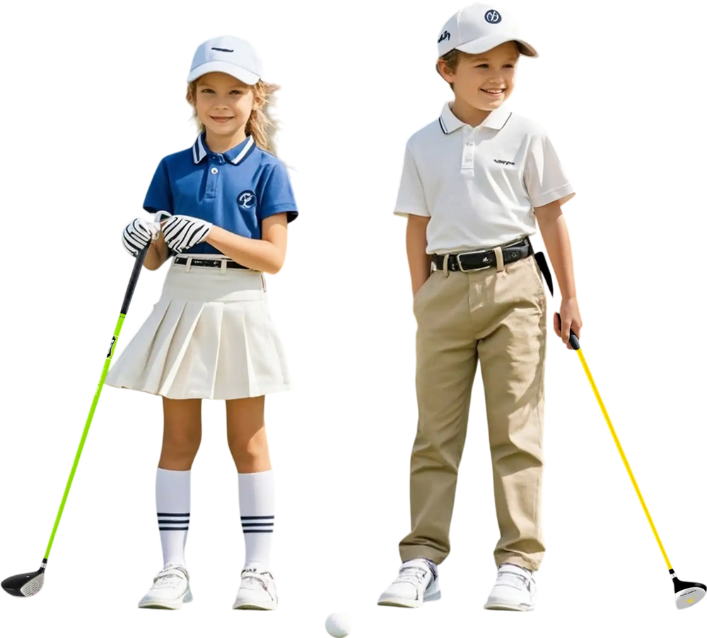 Junior #3 fairway wood golf club with fiberglass shaft, designed for kids ages 8-10, featuring a lightweight aluminum.