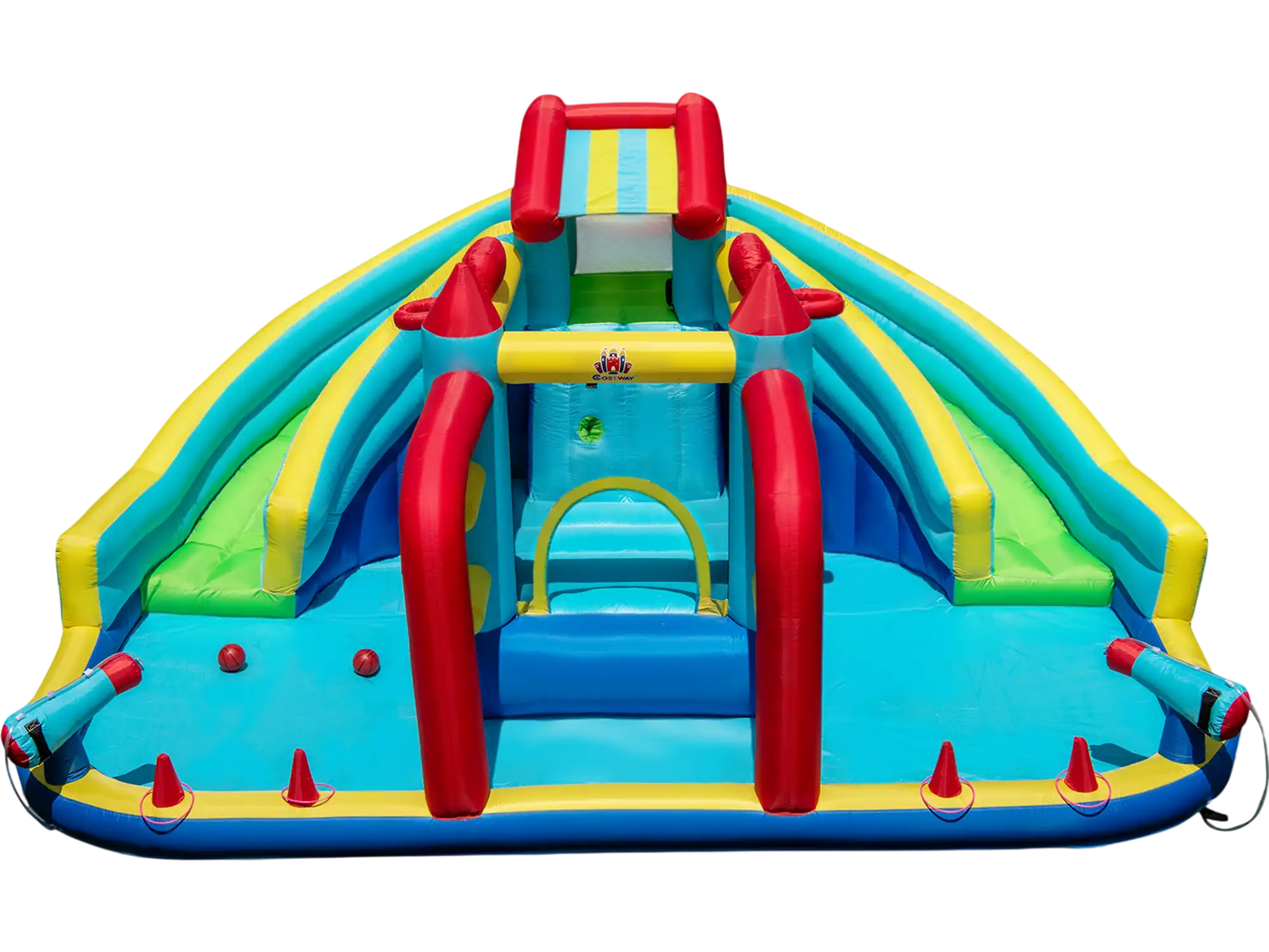 Costway Inflatable Double Water Slide Park Obstacle Course 57972829 New