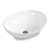 Oval ceramic sink designed for modern bathrooms, featuring a sleek finish for stylish décor and easy installation.