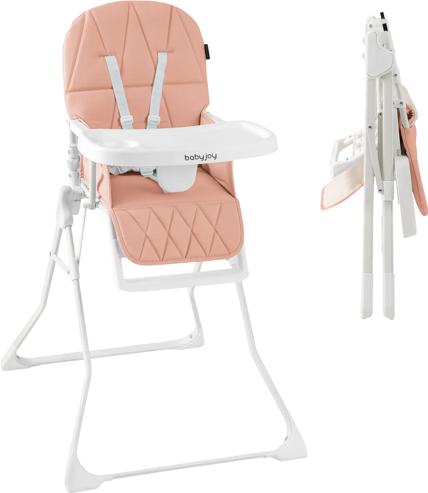 Costway Easy Clean Compact Foldable Highchair w/ Adjustable Removable Tray PU Seat Cushion 721835469 New