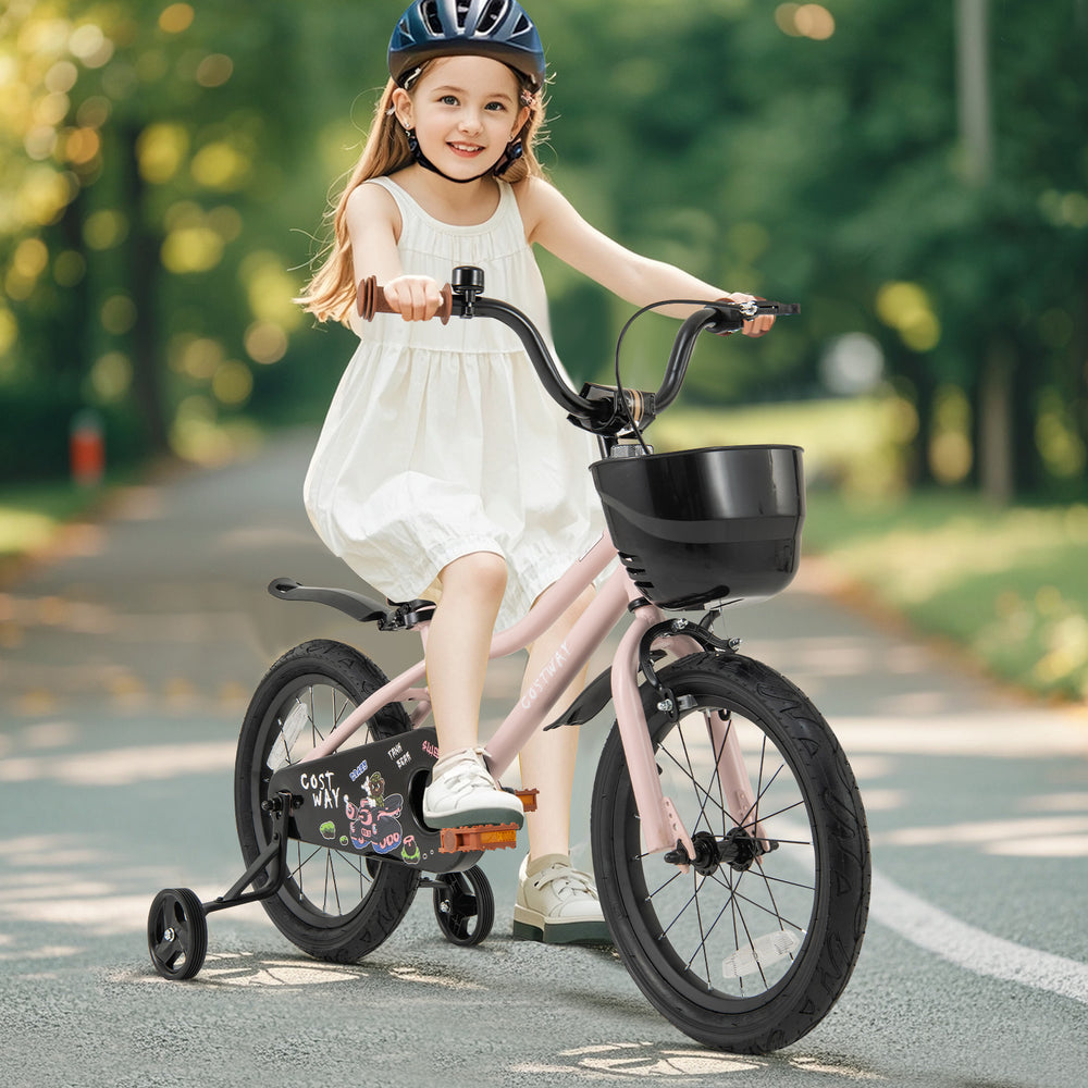 16-Inch Kids Bike with Basket and Adjustable Handlebar for 4-7 Years Old - Gallery View 1 of 9