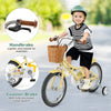 16-inch kids bike with adjustable seat, handbrake, coaster brake, and storage basket for children aged 4-7 years.