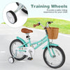 16-inch kids bike with training wheels, adjustable seat, and dual brake system for a safer riding experience.