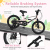 16-inch kids bike with dual disc brakes, adjustable saddle, and detachable training wheels for ages 4 to 7.
