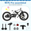 16-inch kids bike with magnesium alloy frame, adjustable saddle, dual disc brakes, and training wheels for ages 4 to 7.