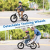 16-inch kids bike with detachable training wheels, adjustable saddle, and magnesium alloy frame for new riders.