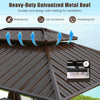 Heavy-duty galvanized metal roof of a 16 x 12 FT gazebo, designed for waterproof and sun protection with ventilation.