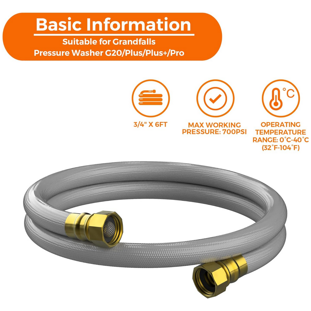 Giraffe Tools Pressure Washer Leader Hose 6FT for Grandfalls New