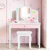 Kids Princess Make Up Dressing Table with Tri-folding Mirror and Chair-White - Gallery View 1 of 12