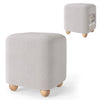 Square gray storage ottoman with rubber wood legs, featuring hidden storage and plush cushioned top for versatile use.