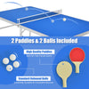 Portable 60-inch ping pong table with blue surface, includes 2 paddles and 2 durable balls for fast-paced games.