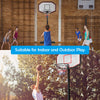Height adjustable 43-inch basketball hoop with durable steel frame, suitable for indoor and outdoor play.