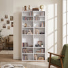 White freestanding CD storage unit featuring 16 compartments and a smooth wipeable surface for easy maintenance and organization.