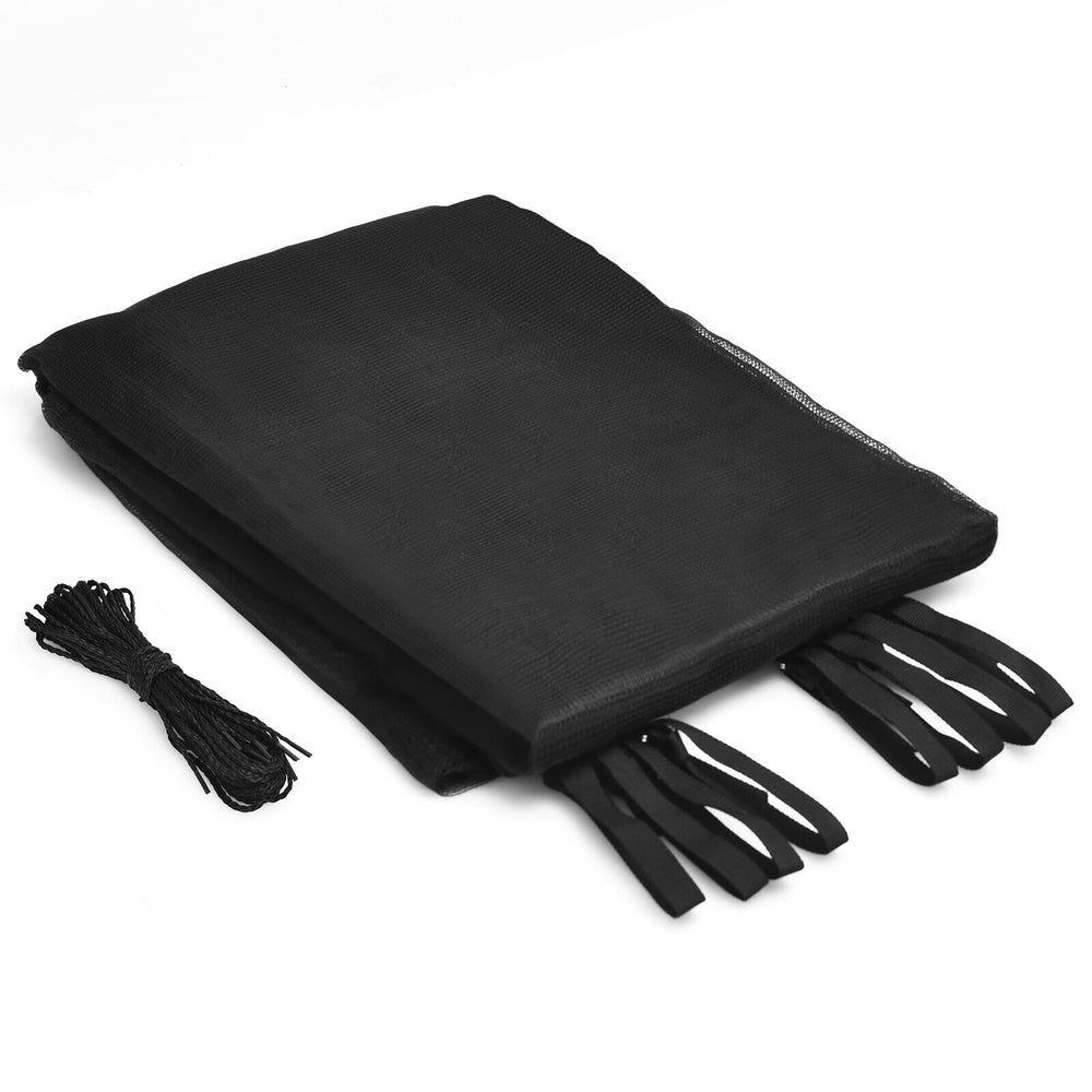 15/16 feet trampoline replacement safety net in black, made of durable PE material, designed for 16ft round trampolines.