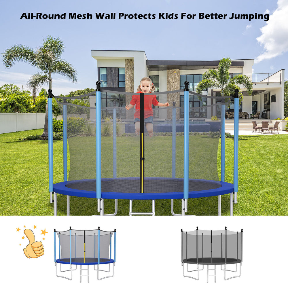 15ft trampoline safety net with adjustable straps, made of durable PE material, providing all-round protection for kids.