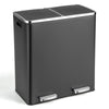16-gallon black dual step trash can with two separate buckets for easy garbage sorting and noiseless lid operation.