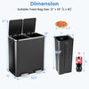 Dual step trash can with two separate buckets for sorting, 16-gallon capacity, black finish, ideal for kitchen use.