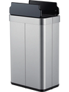 16-gallon silver trash can with wing lids, designed for kitchens and bathrooms, featuring touchless infrared sensor.