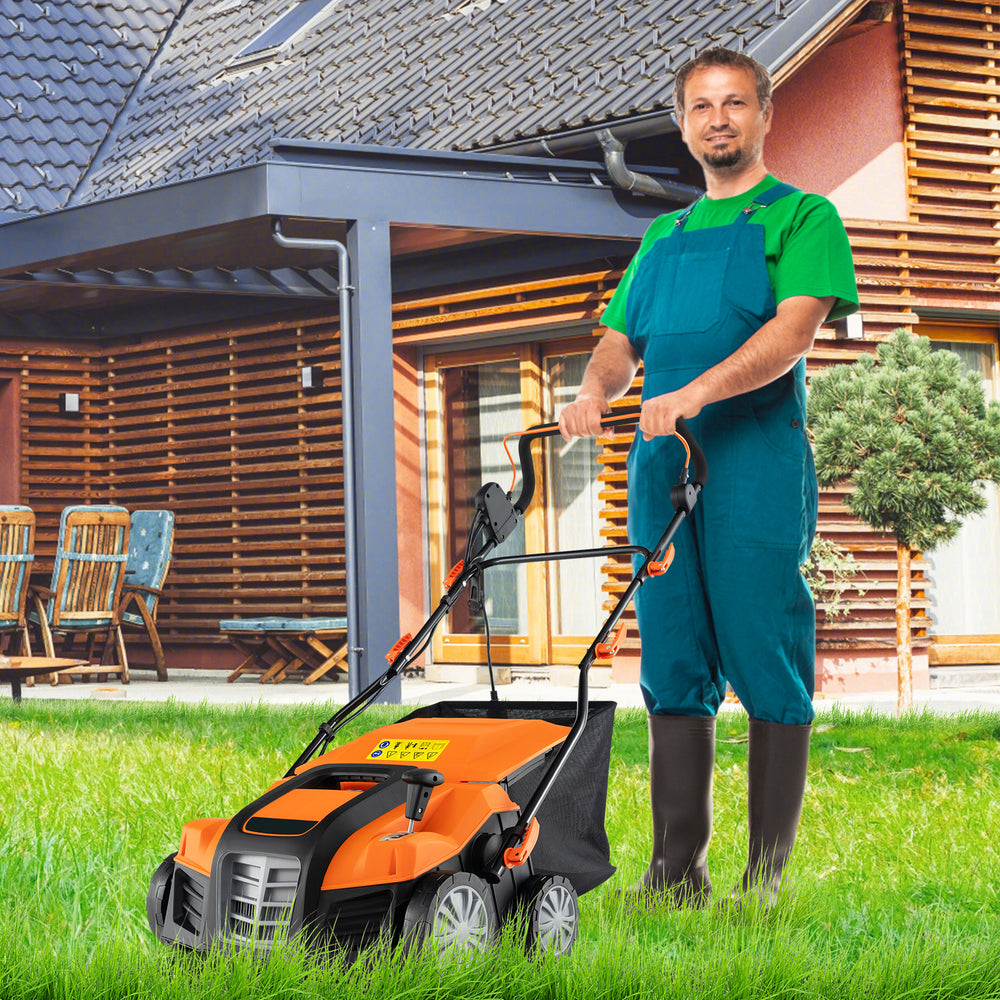 16-Inch Electric Lawn Dethatcher and Scarifier with Collection Bag-Orange - Gallery View 1 of 10