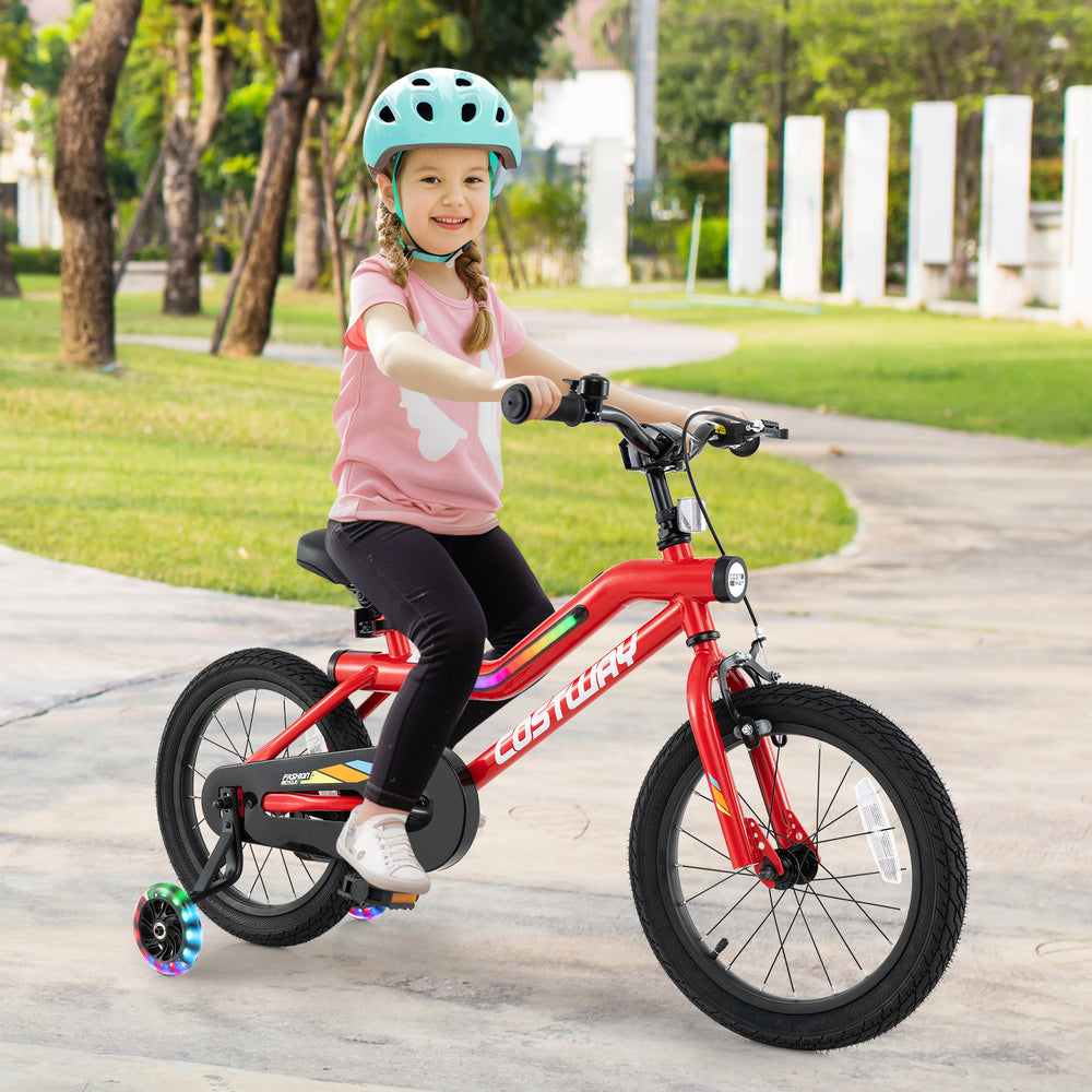 Patented 16 Inch Kids Bike with LED Lights Adjustable Carbon Steel Bicycle for 4-7 Years Old-16 inches - Gallery View 1 of 10