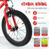Close-up of the 16-inch kids bike tire featuring anti-slip, shock-absorbing rubber for stable riding on various.