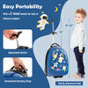 Kids carry-on luggage suitcase in blue with a 2-level handle, sturdy aluminum rod, and smooth wheels for easy travel.