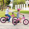 Kids riding the 16-inch LED lighted bike with training wheels, featuring a bright headlight and adjustable seat for.