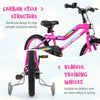 16-inch kids bike with carbon steel structure, LED lights, and removable training wheels for ages 4-7 years.
