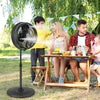 16-inch black oscillating misting fan with adjustable height, ideal for outdoor patio and garden cooling.