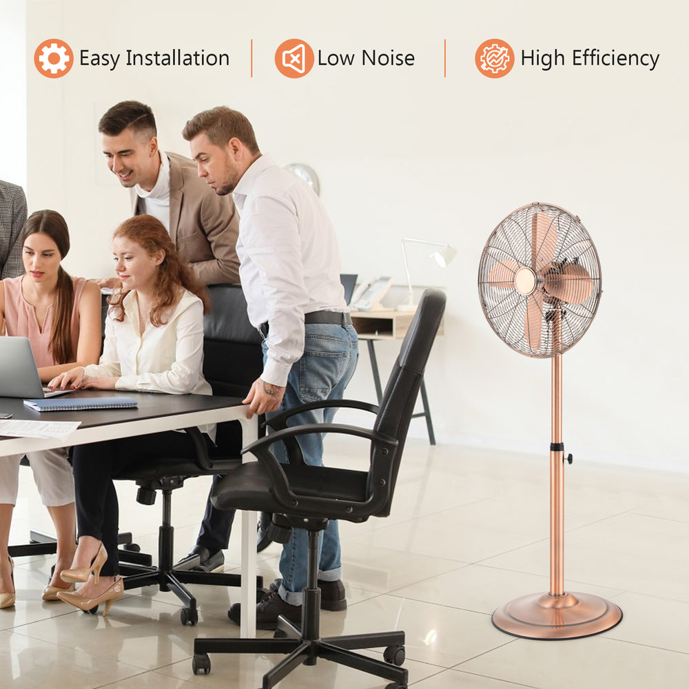 16 Inch Pedestal Standing Fan Oscillating Pedestal Fan with 3 Speeds and Adjustable Height-Copper - Gallery View 1 of 10