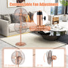 16-inch oscillating pedestal fan in copper with adjustable height, 3 speeds, and 75° oscillation for optimal airflow.