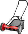 16-inch push lawn mower with 5 steel blades and detachable grass catcher bag for efficient lawn care.