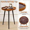 16-inch round end table with unique sea shell design, epoxy resin finish, and deep tray top for decorative items.