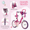 16-inch kids bike with adjustable seat and handlebar, removable training wheels, and doll seat for fun adventures.