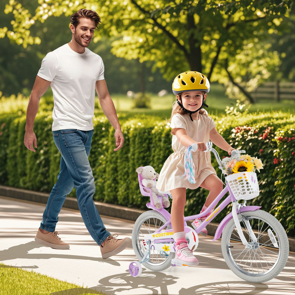 18 Inch Girls Bike Kids Bicycle with Doll Seat and Streamers for Children 4-8 Years Old - Gallery View 1 of 10