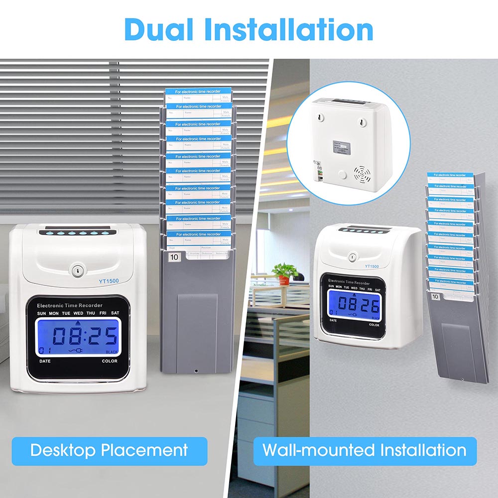 Yescom Punch Clock with Weekly Monthly Cards & Holder New