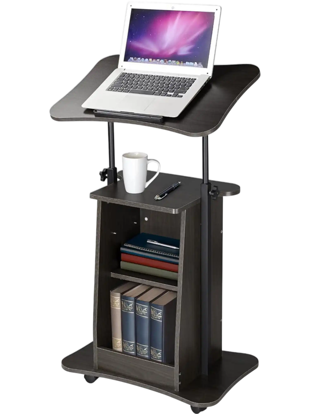 Yescom Height-Adjustable Rolling Laptop Cart with Storage New