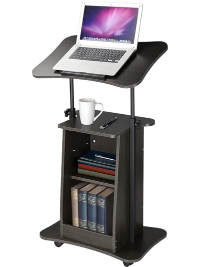 Yescom Height-Adjustable Rolling Laptop Cart with Storage New